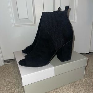 Black Suede Open Toe Sock Bootie